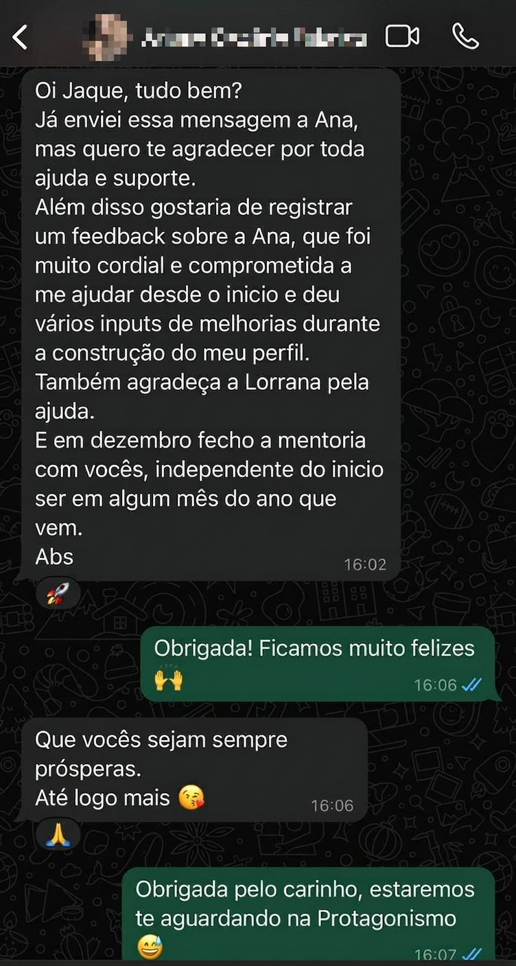 Depoimento Ariane — feedback consultoria