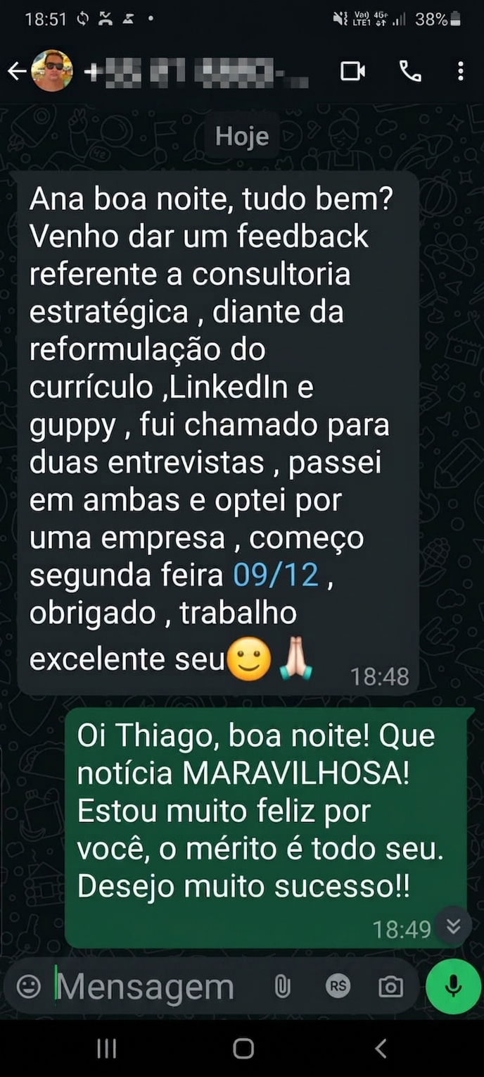 Depoimento Thiago — duas entrevistas aprovadas